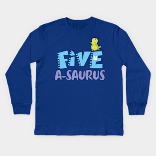 Family Dinosaur Matching 5th Birthday Five-A-Saurus Gift For Boys Kids toddlers Kids Long Sleeve T-Shirt